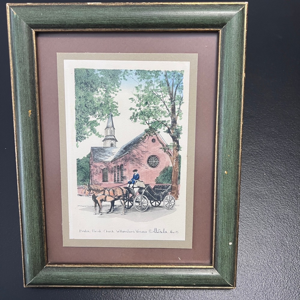 A. Renulla Bruton Parish Church Williamsburg Virginia 4"x6" Art Print Frame 1975
